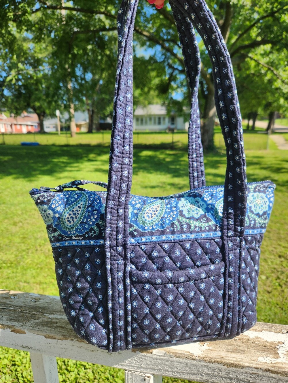 Vera Bradley Tote Bag in the retired Seaport Navy Quilted pattern. - Picture 3 of 13